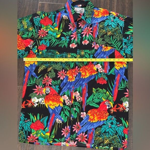 Men’s Vintage Original Hawaiian Shirt by Monticerutti Tropical Parrot Print sz M - Picture 6 of 11